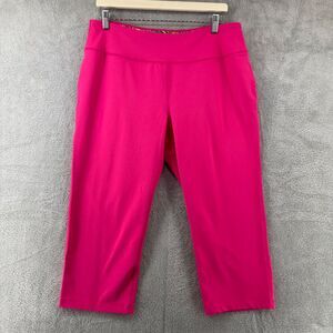 Lands‎ End Pants Women L Pink Ponte Stretch Pull-On Cropped Straight High Rise